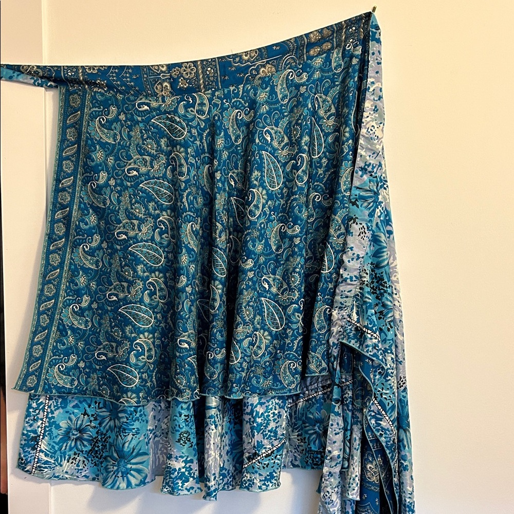 Blue Paisley and Floral Iris Impressions Skirt